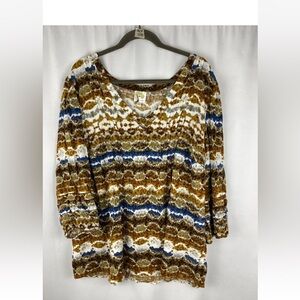 NWT Anthropologie Fig & Flower Tunic Top Blouse Woman 3X Animal Print V Neck